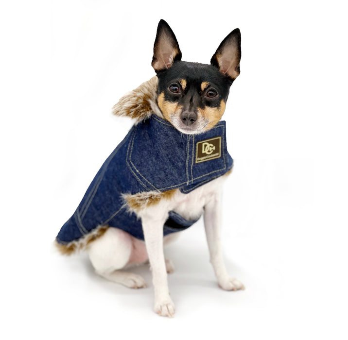 DCNY Faux Fur Denim Coat