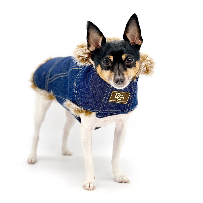 DCNY Faux Fur Denim Coat