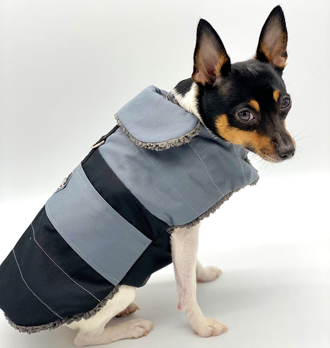 DoggieCoutureNY Water Resistant Gray & Black Coat