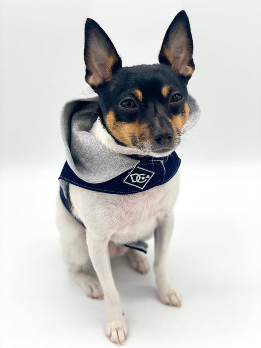 Denim Hoodie "Love" Harness Vest – Gray