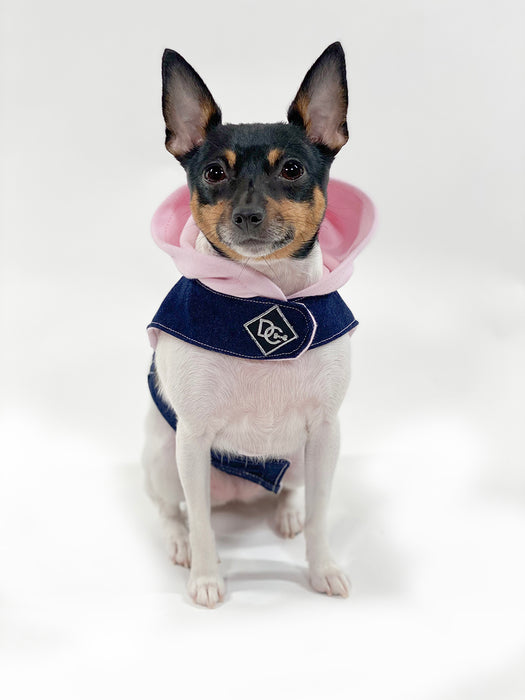 Denim Hoodie "Love" Harness Vest – Pink