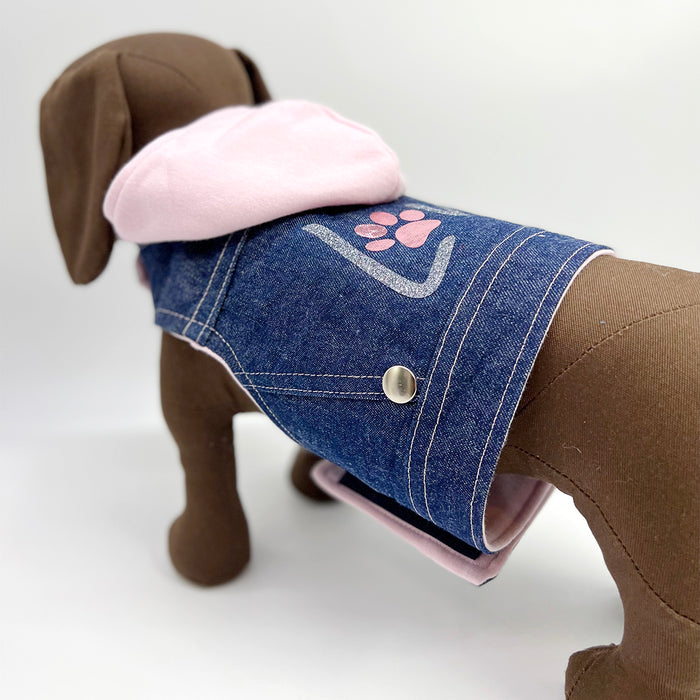 Denim Hoodie "Love" Harness Vest – Pink