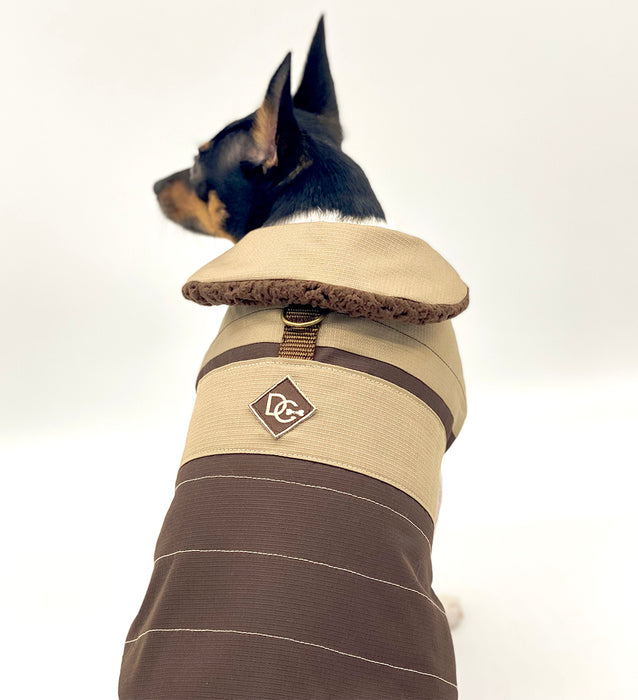 DoggieCoutureNY Water Resistant Brown & Tan Coat