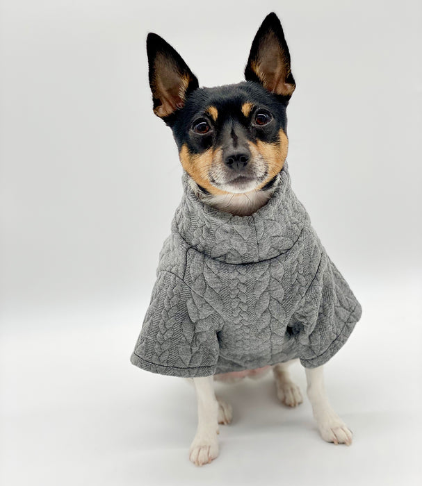 DCNY Great Owl Grey Cable Knit Sweater