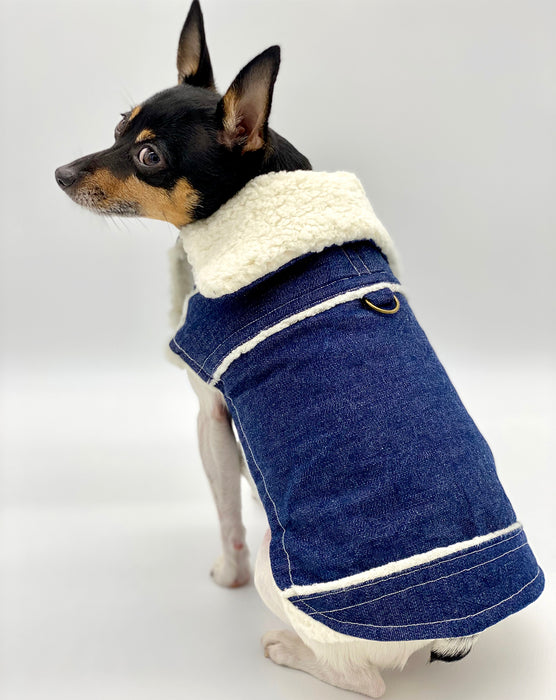 DCNY Sherpa Lined Denim Ranch Coat