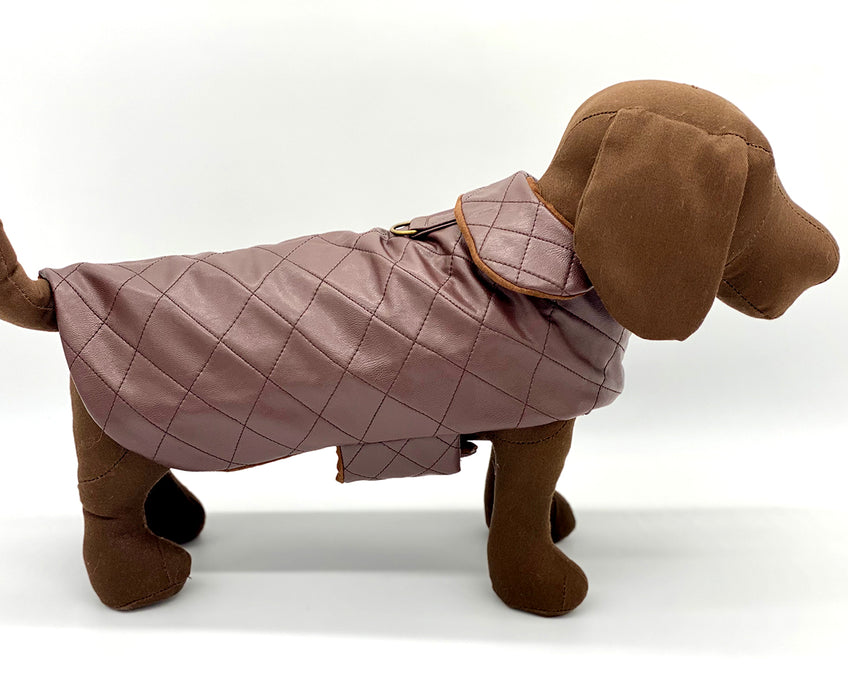 DCNY Quilted Vegan Chocolate Leather Coat